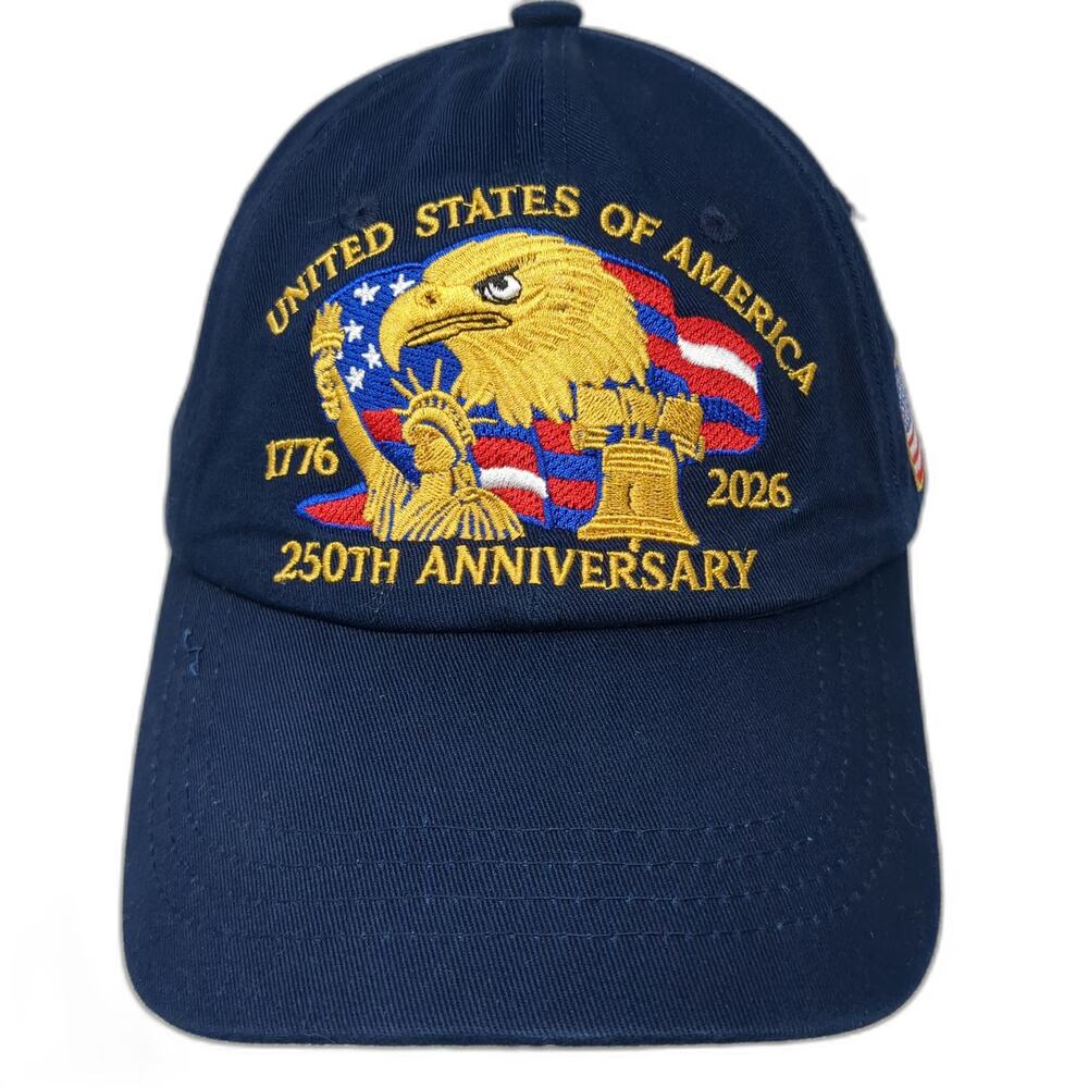 Baseball Cap Blue One Size 250th Anniversary USA Flag Liberty Bell Eagle Hat